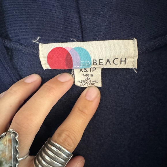 FREE PEOPLE NAVY BLUE SWEATSHIRT SZ XS POCKETS - Picture 4 of 5